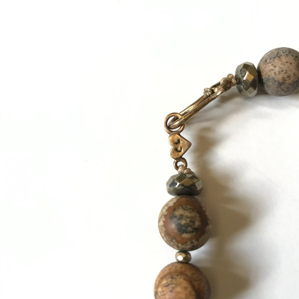 Chan Luu Sunstone Long Classic Beaded Necklace Womens Brown Tan Gold Beads Boho - Picture 7 of 13